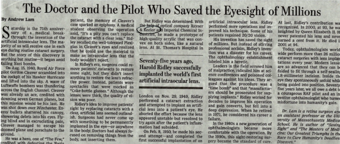 The remarkable story behind modern cataract care 